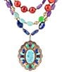 Barse Colorful Concho Turquoise Beaded Multi-Strand Statement Necklace - Image 2
