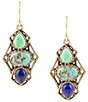 Color:Multi - Image 1 - Bronze and Genuine Lapis and Turquoise Stone Drop Earrings