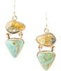 Color:Multi - Image 1 - Bronze and Genuine Stone Drop Earrings
