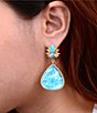 Barse Bronze and Genuine Stone Ethereal Crane Statement Earrings, Color:Turquoise - Image 3