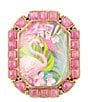 Barse Flamingo Pink Agate Golden Statement Ring, Color:Gold/Pink - Image 2