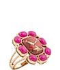 Barse Bronze and Genuine Stone Magenta Flame Statement Ring - Image 1