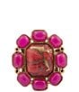 Barse Bronze and Genuine Stone Magenta Flame Statement Ring - Image 2