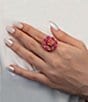 Barse Magenta Flame Bronze And Genuine Stone Statement Ring - Image 3