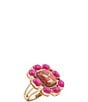 Barse Magenta Flame Bronze And Genuine Stone Statement Ring - Image 1