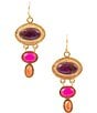 Barse Bronze and Genuine Stone Ovation Drop Earrings, Color:Gold/Multi - Image 1