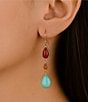 Barse Santa Fe Blue Magnesite Golden Linear Earrings, Color:Blue/Red Multi - Image 3