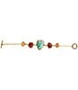 Barse Santa Fe Blue Turquoise Golden Link Bracelet, Color:Blue/Brown Multi - Image 2