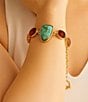 Barse Santa Fe Blue Turquoise Golden Link Bracelet, Color:Blue/Brown Multi - Image 3