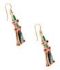 Barse Bronze and Genuine Stone Sari Drop Earrings, Color:Multi - Image 2