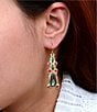 Barse Bronze and Genuine Stone Sari Drop Earrings, Color:Multi - Image 3
