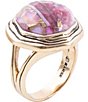 Color:Matrix/Gold - Image 1 - Bronze and Genuine Stone Spiny Oyster Matrix Statement Ring