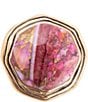 Color:Matrix/Gold - Image 2 - Bronze and Genuine Stone Spiny Oyster Matrix Statement Ring