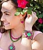 Barse Madeira Lime and Pink Agate Statement Golden Cuff Bracelet, Color:Gold/Multi - Image 4