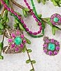 Barse Madeira Lime and Pink Agate Statement Golden Cuff Bracelet, Color:Gold/Multi - Image 5