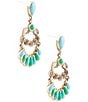 Barse Botanical Blue Turquoise Golden Orbital Statement Earrings, Color:Gold/Lime Turquoise - Image 2