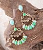 Barse Botanical Blue Turquoise Golden Orbital Statement Earrings, Color:Gold/Lime Turquoise - Image 3