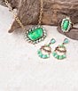 Barse Botanical Blue Turquoise Golden Orbital Statement Earrings, Color:Gold/Lime Turquoise - Image 4