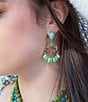 Barse Botanical Blue Turquoise Golden Orbital Statement Earrings, Color:Gold/Lime Turquoise - Image 5