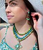Barse Botanical Blue Turquoise Golden Orbital Statement Earrings, Color:Gold/Lime Turquoise - Image 6