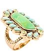 Barse Legacy Lime Green and Blue Turquoise Golden Statement Ring, Color:Gold/Lime Turquoise - Image 1
