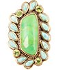 Barse Legacy Lime Green and Blue Turquoise Golden Statement Ring, Color:Gold/Lime Turquoise - Image 2