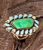 Barse Legacy Lime Green and Blue Turquoise Golden Statement Ring, Color:Gold/Lime Turquoise - Image 3