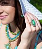 Barse Legacy Lime Green and Blue Turquoise Golden Statement Ring, Color:Gold/Lime Turquoise - Image 5