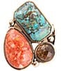 Color:Bronze - Image 2 - Bronze and Genuine Stone Statement Ring
