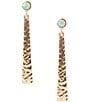 Color:Gold - Image 1 - Bronze and Genuine Stone Turquoise Linear Earrings