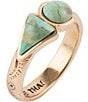 Color:Turquoise - Image 1 - Bronze and Genuine Turquoise Band Ring