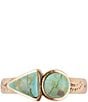 Color:Turquoise - Image 2 - Bronze and Genuine Turquoise Band Ring