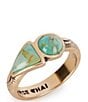 Barse Blue Turquoise Shape Golden Bronze Ring - Image 1