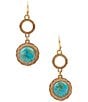 Barse Bronze And Genuine Turquoise Blue Mesa Drop Earrings - Image 1
