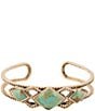 Color:Turquoise - Image 1 - Bronze and Genuine Turquoise Cuff Bracelet