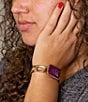 Barse Athena Golden Chain Cuff Bracelet, Color:Purple Turquoise - Image 4