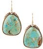 Color:Turquoise - Image 1 - Bronze and Genuine Turquoise French Wire Drop Earrings