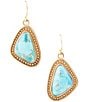Barse Blue Turquoise Triangle Golden Drop Earrings, Color:Turquoise - Image 1