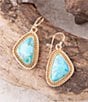 Barse Blue Turquoise Triangle Golden Drop Earrings, Color:Turquoise - Image 3
