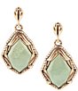 Color:Turquoise/Gold - Image 1 - Bronze and Genuine Turquoise Drop Earrings