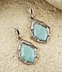 Color:Turquoise/Gold - Image 2 - Bronze and Genuine Turquoise Drop Earrings