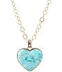 Barse Blue Turquoise Heart Pendant Statement Golden Necklace - Image 1