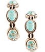 Color:Turquoise - Image 1 - Bronze and Genuine Turquoise Hoop Earrings