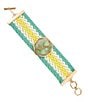 Barse Woven Wide Strap Genuine Turquoise Line Bracelet, Color:Turquoise/Gold - Image 2