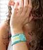 Barse Woven Wide Strap Genuine Turquoise Line Bracelet, Color:Turquoise/Gold - Image 3