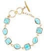 Barse Genuine Blue Turquoise Hammered Golden Link Bracelet - Image 1