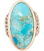 Barse Bronze and Genuine Turquoise Onyx Statement Ring, Color:Turquoise/Gold - Image 2