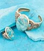 Barse Bronze and Genuine Turquoise Onyx Statement Ring, Color:Turquoise/Gold - Image 4