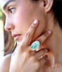 Barse Bronze and Genuine Turquoise Onyx Statement Ring, Color:Turquoise/Gold - Image 5