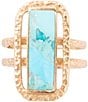 Barse Willa Blue Turquoise Golden Statement Ring, Color:Turquoise/Gold - Image 2